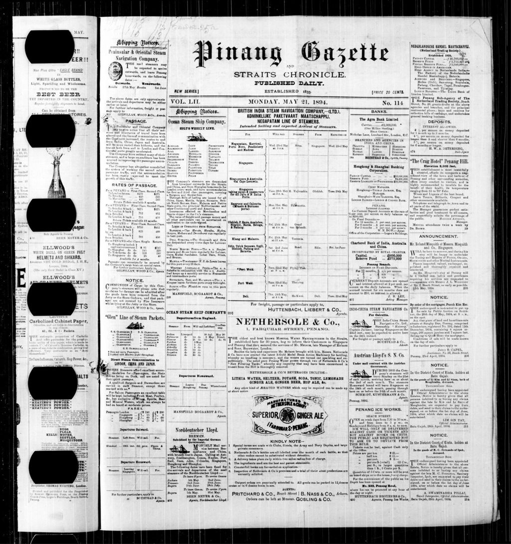 Miniature of Pinang Gazette and Straits Chronicle 21 May 1894