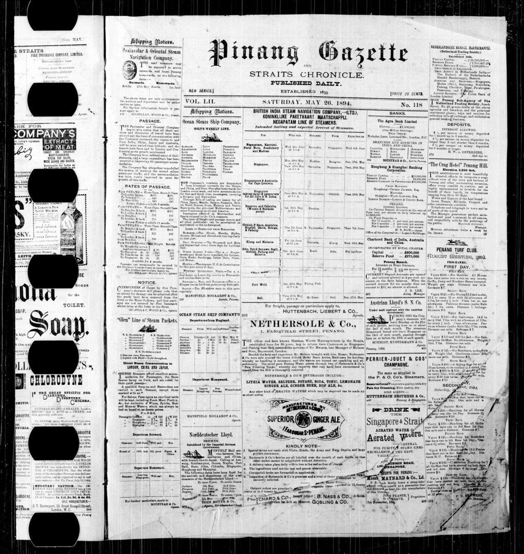 Miniature of Pinang Gazette and Straits Chronicle 26 May 1894