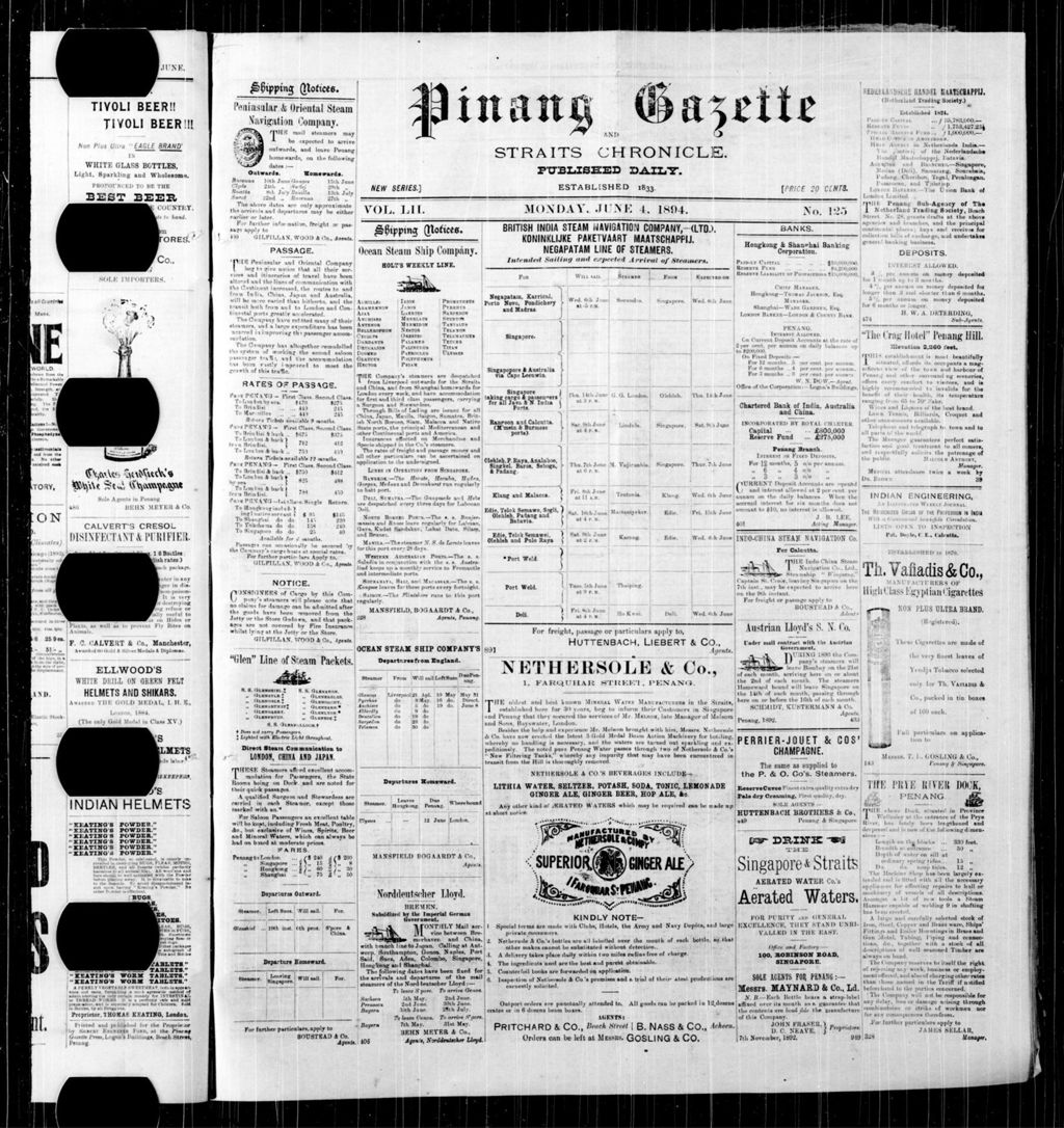 Miniature of Pinang Gazette and Straits Chronicle 04 June 1894