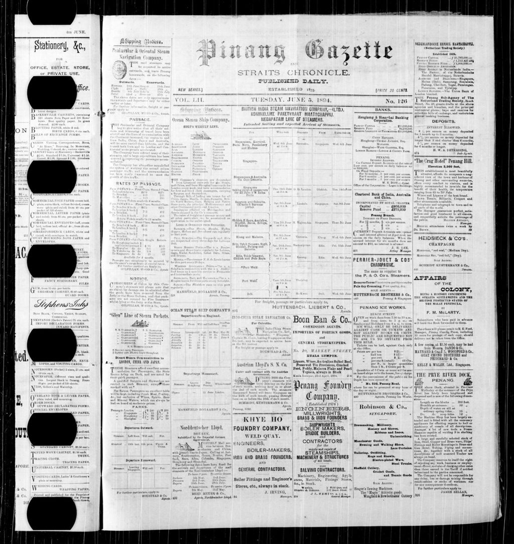 Miniature of Pinang Gazette and Straits Chronicle 05 June 1894