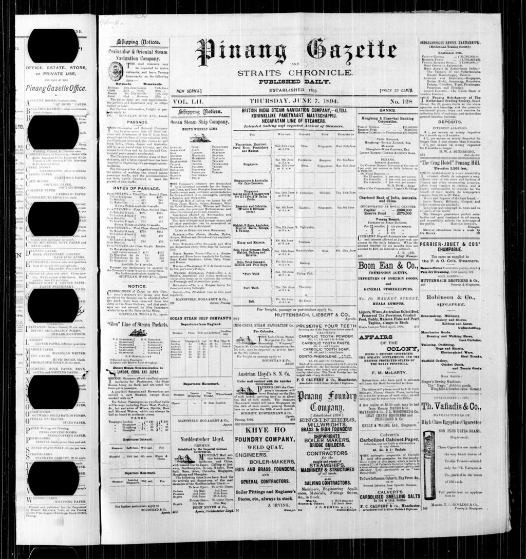 Miniature of Pinang Gazette and Straits Chronicle 07 June 1894