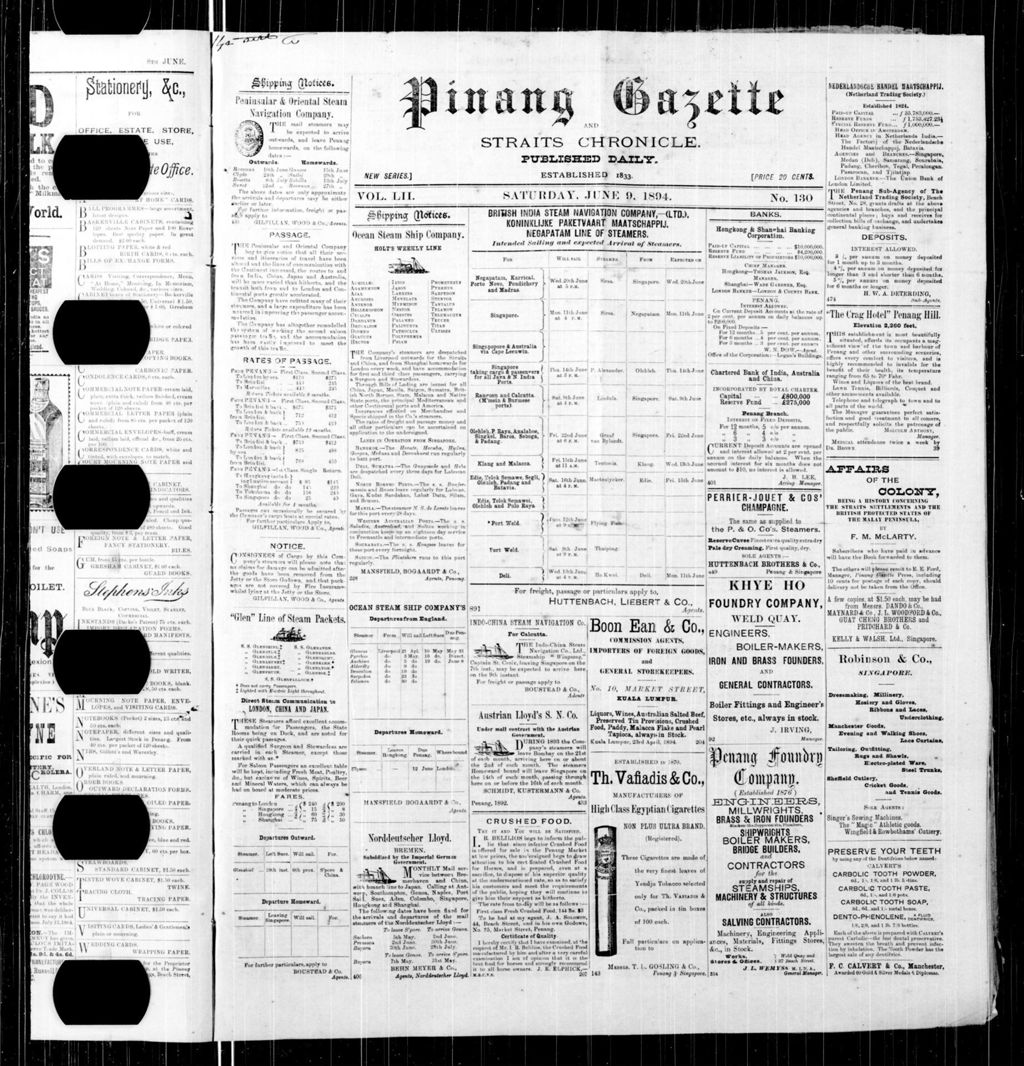 Miniature of Pinang Gazette and Straits Chronicle 09 June 1894