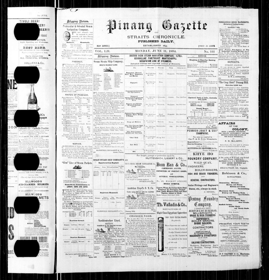 Miniature of Pinang Gazette and Straits Chronicle 11 June 1894