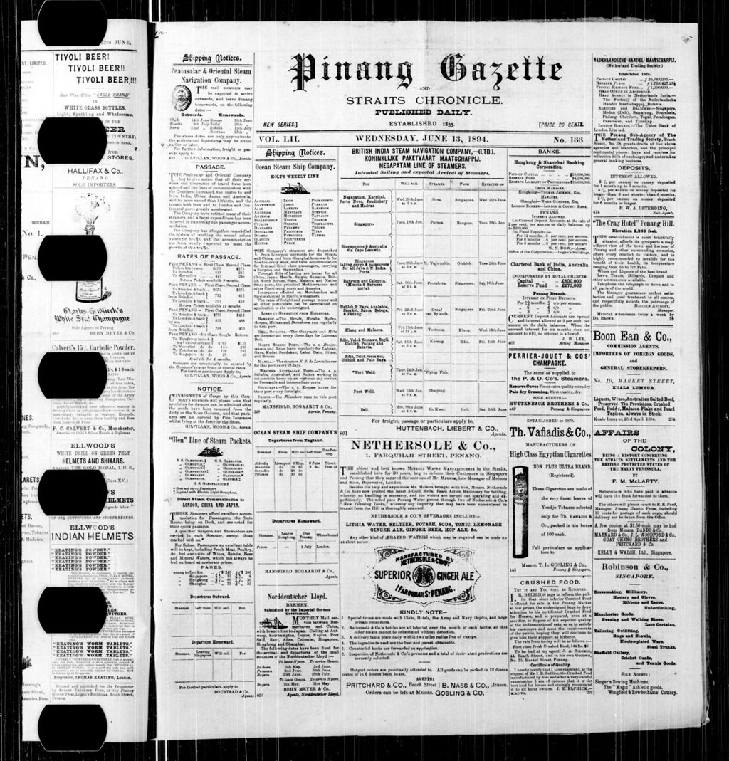 Miniature of Pinang Gazette and Straits Chronicle 13 June 1894