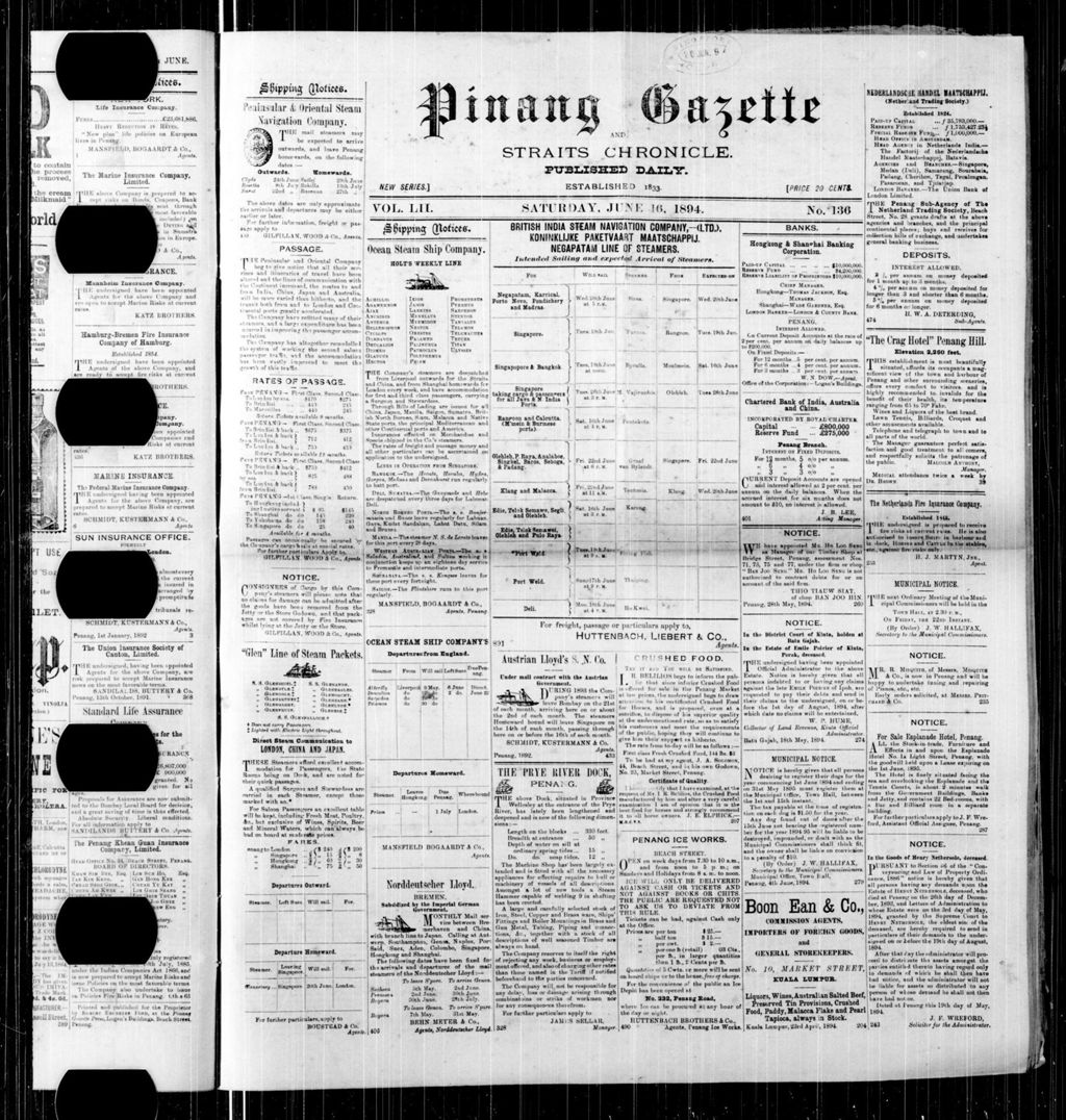 Miniature of Pinang Gazette and Straits Chronicle 16 June 1894