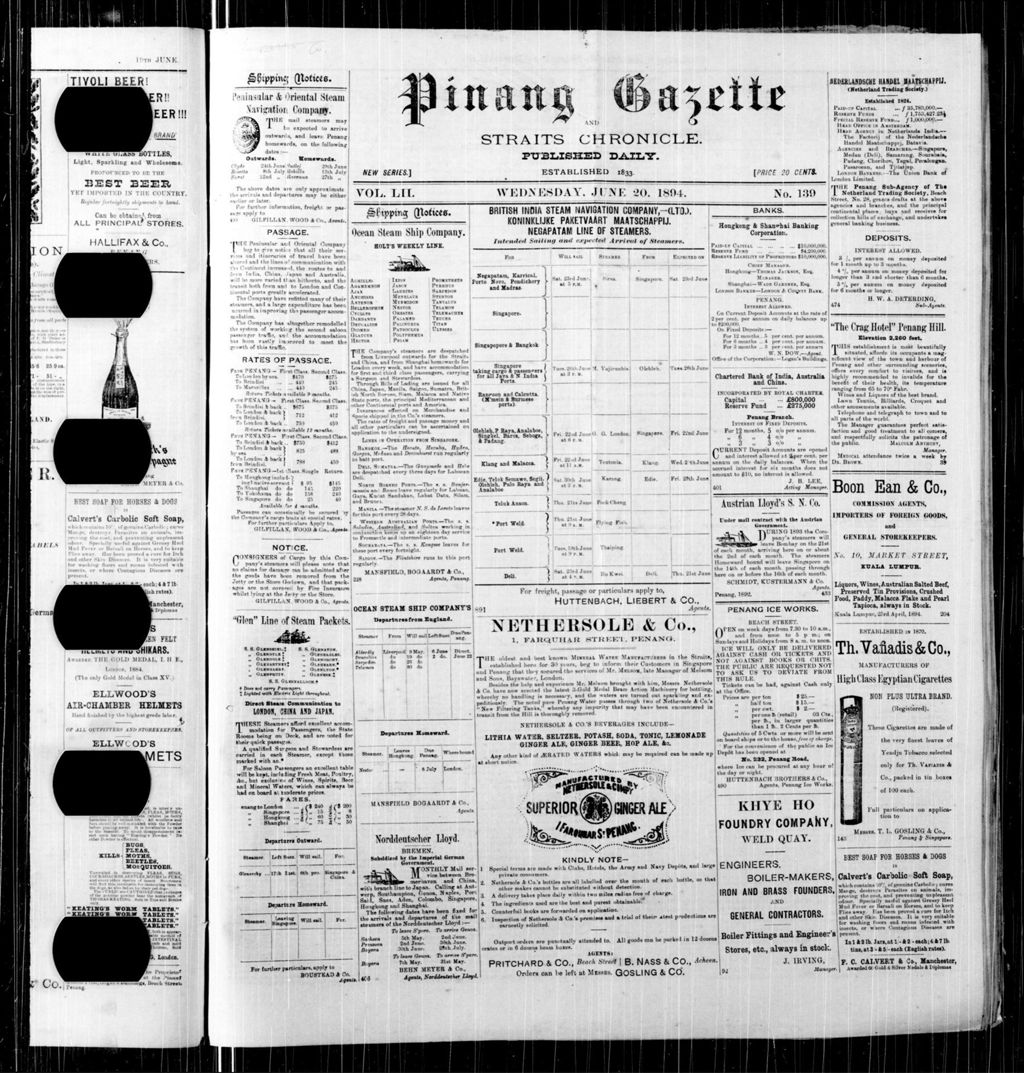 Miniature of Pinang Gazette and Straits Chronicle 20 June 1894