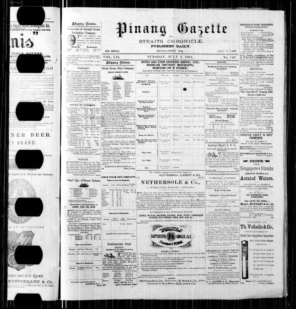 Miniature of Pinang Gazette and Straits Chronicle 03 July 1894