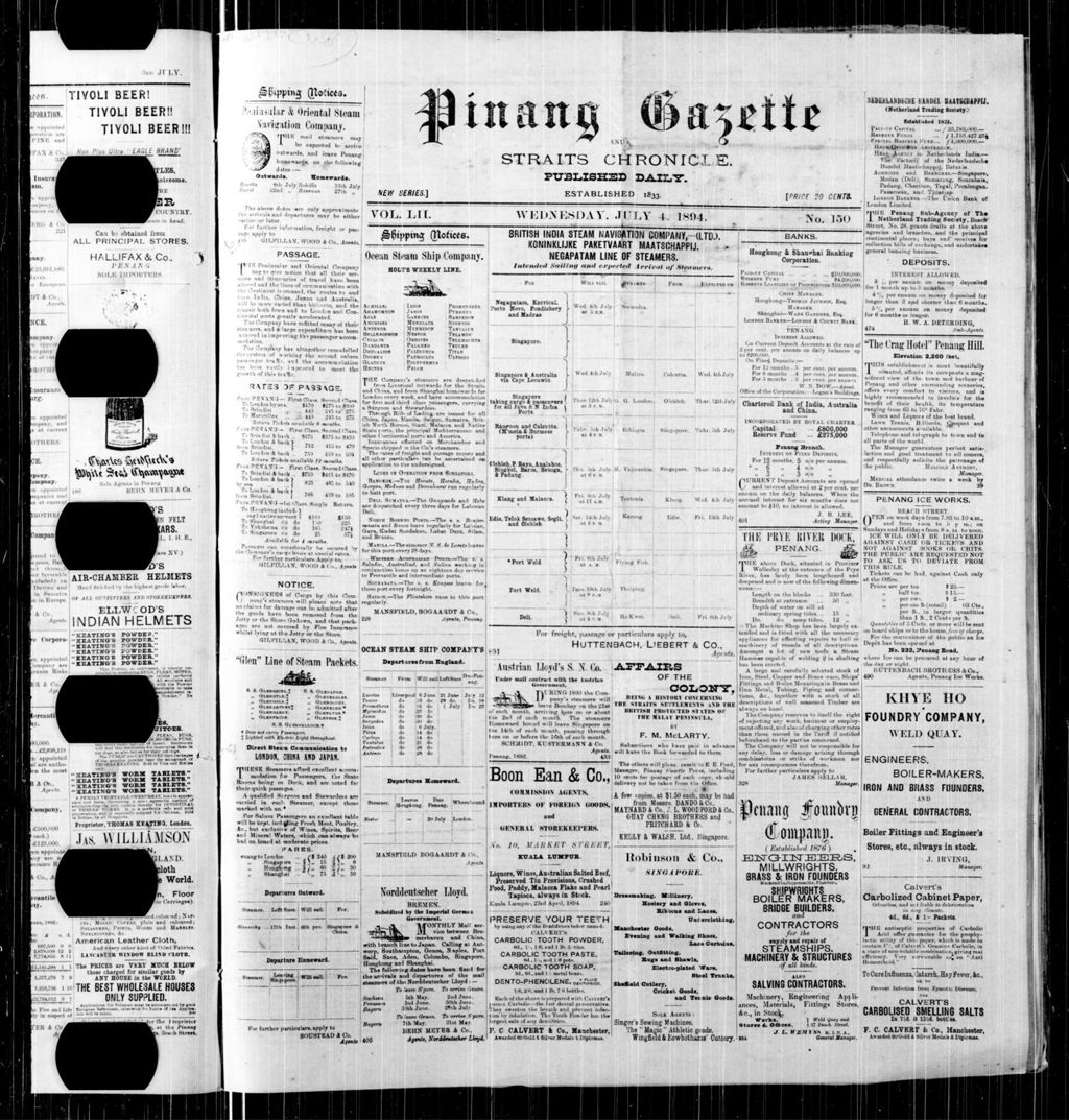 Miniature of Pinang Gazette and Straits Chronicle 04 July 1894