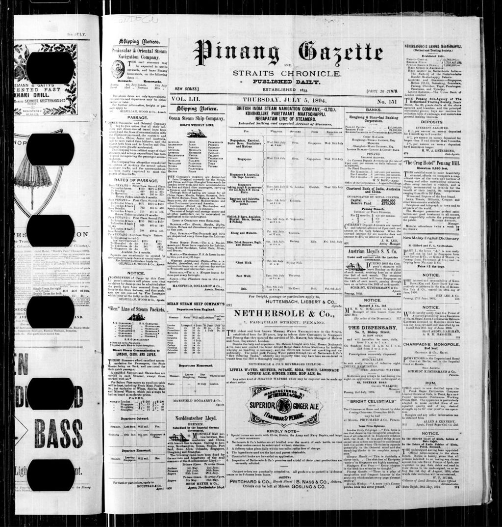 Miniature of Pinang Gazette and Straits Chronicle 05 July 1894