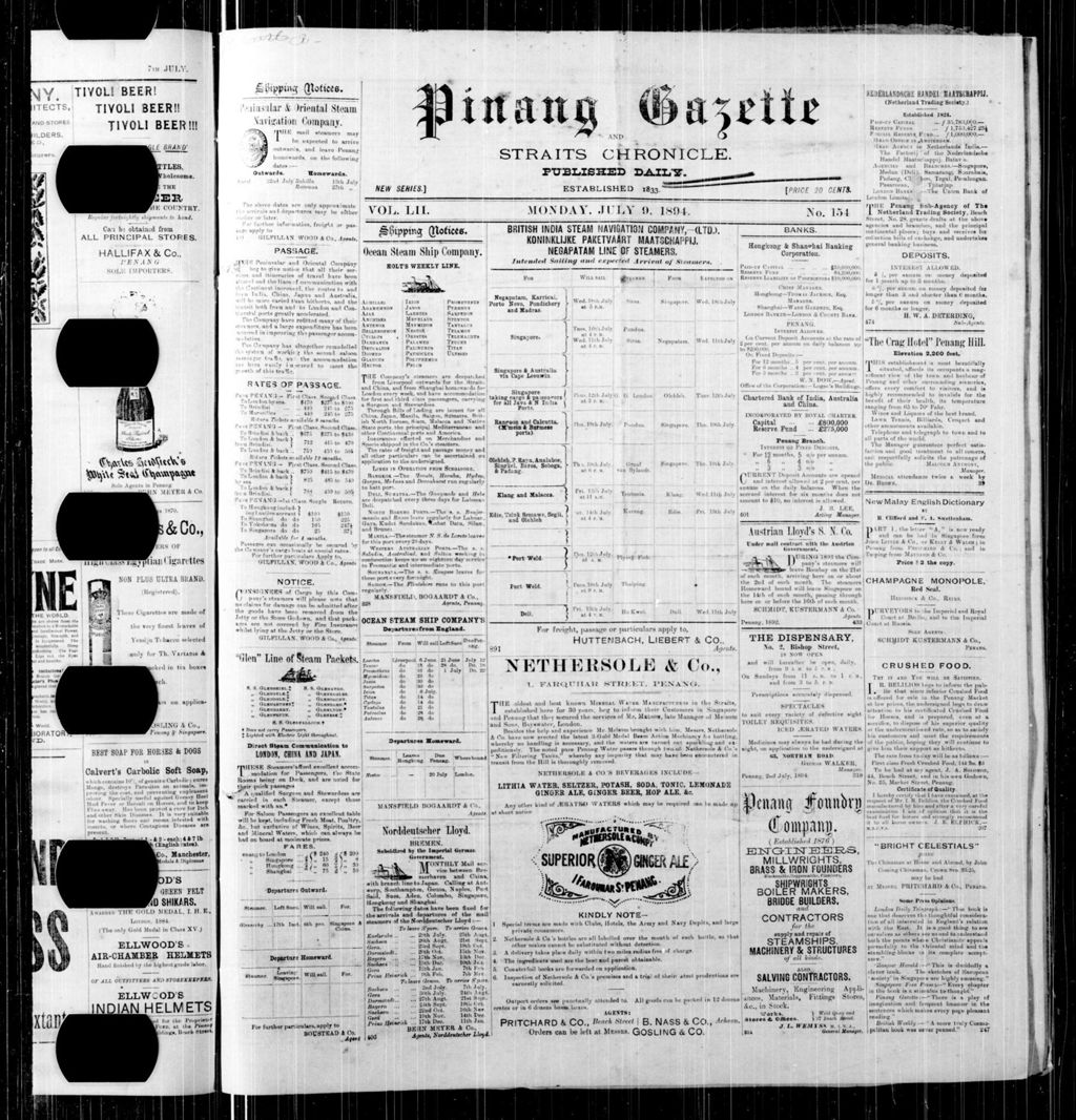 Miniature of Pinang Gazette and Straits Chronicle 09 July 1894