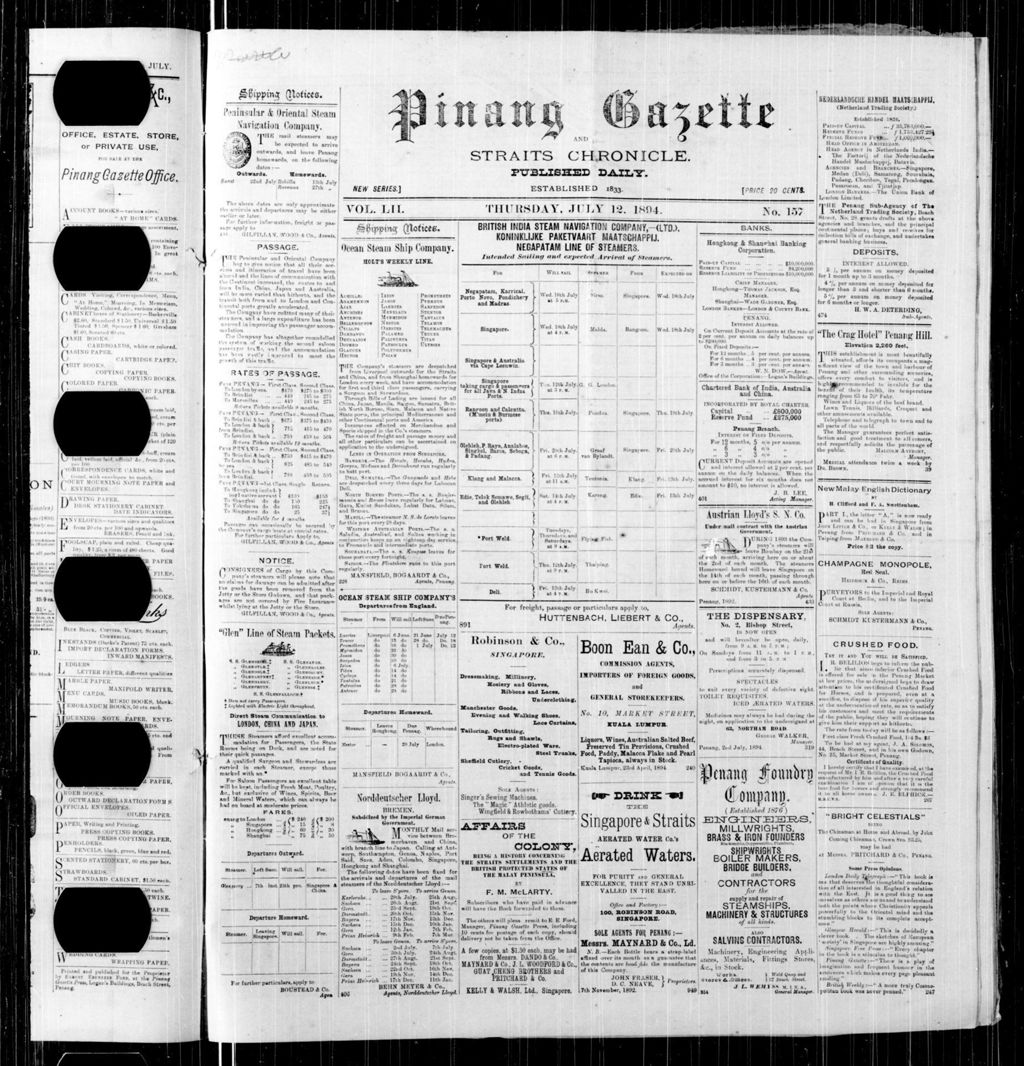 Miniature of Pinang Gazette and Straits Chronicle 12 July 1894