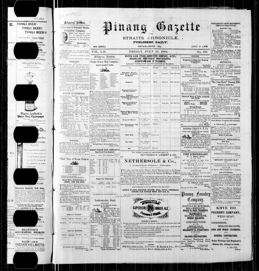 Miniature of Pinang Gazette and Straits Chronicle 13 July 1894