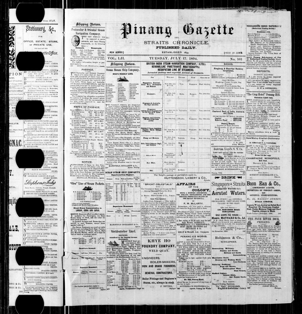 Miniature of Pinang Gazette and Straits Chronicle 17 July 1894