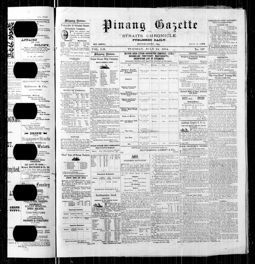 Miniature of Pinang Gazette and Straits Chronicle 24 July 1894