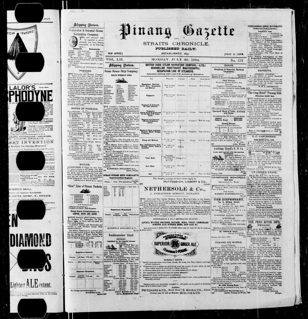 Miniature of Pinang Gazette and Straits Chronicle 30 July 1894