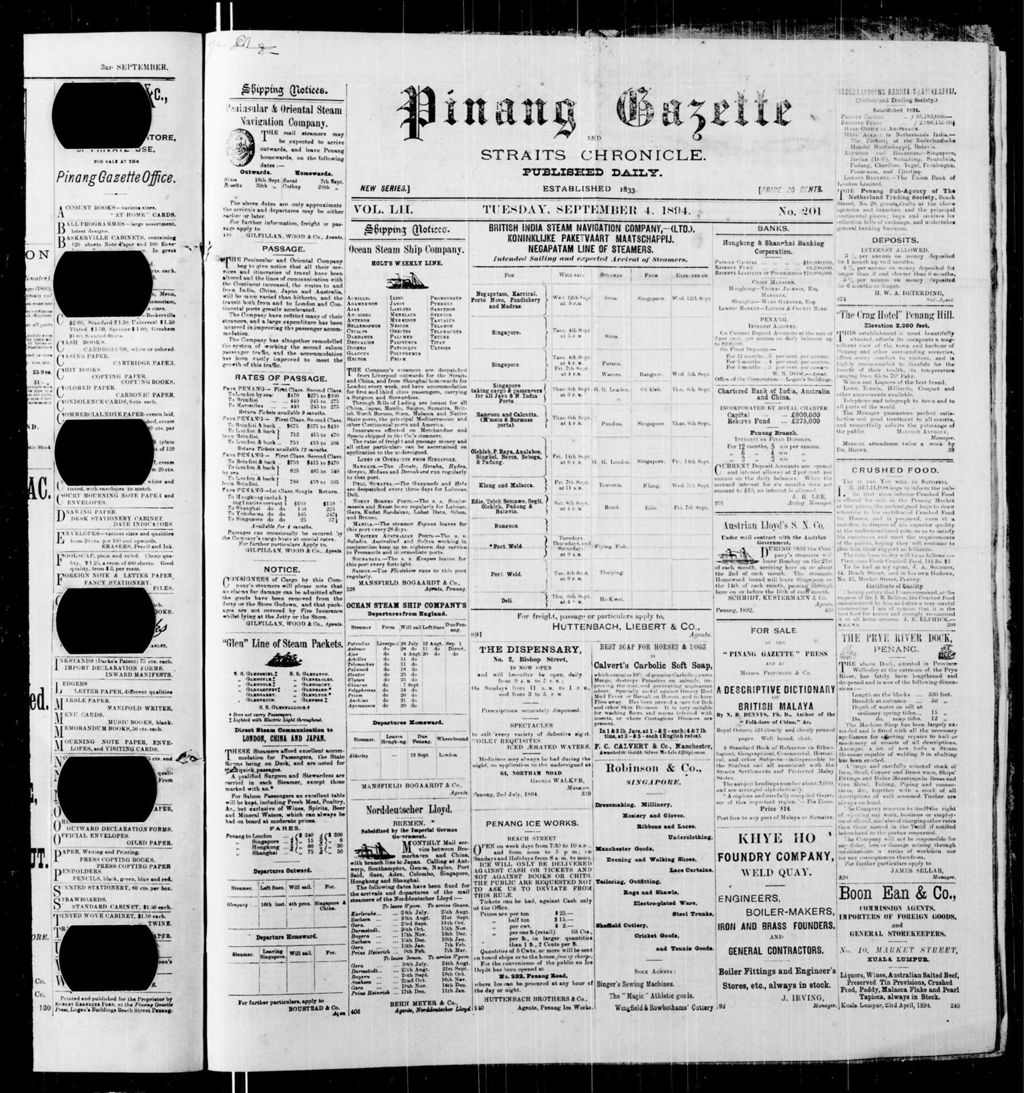 Miniature of Pinang Gazette and Straits Chronicle 04 September 1894