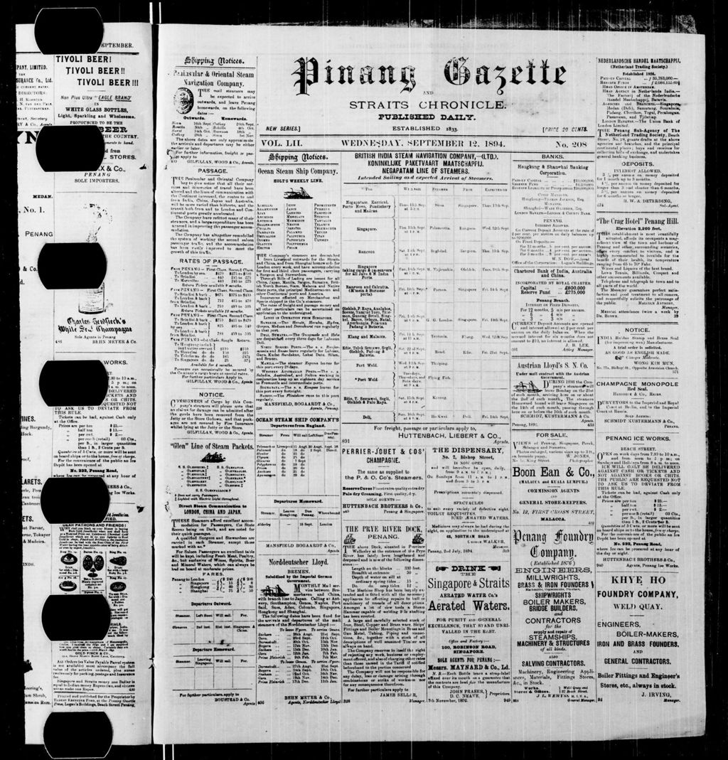 Miniature of Pinang Gazette and Straits Chronicle 12 September 1894