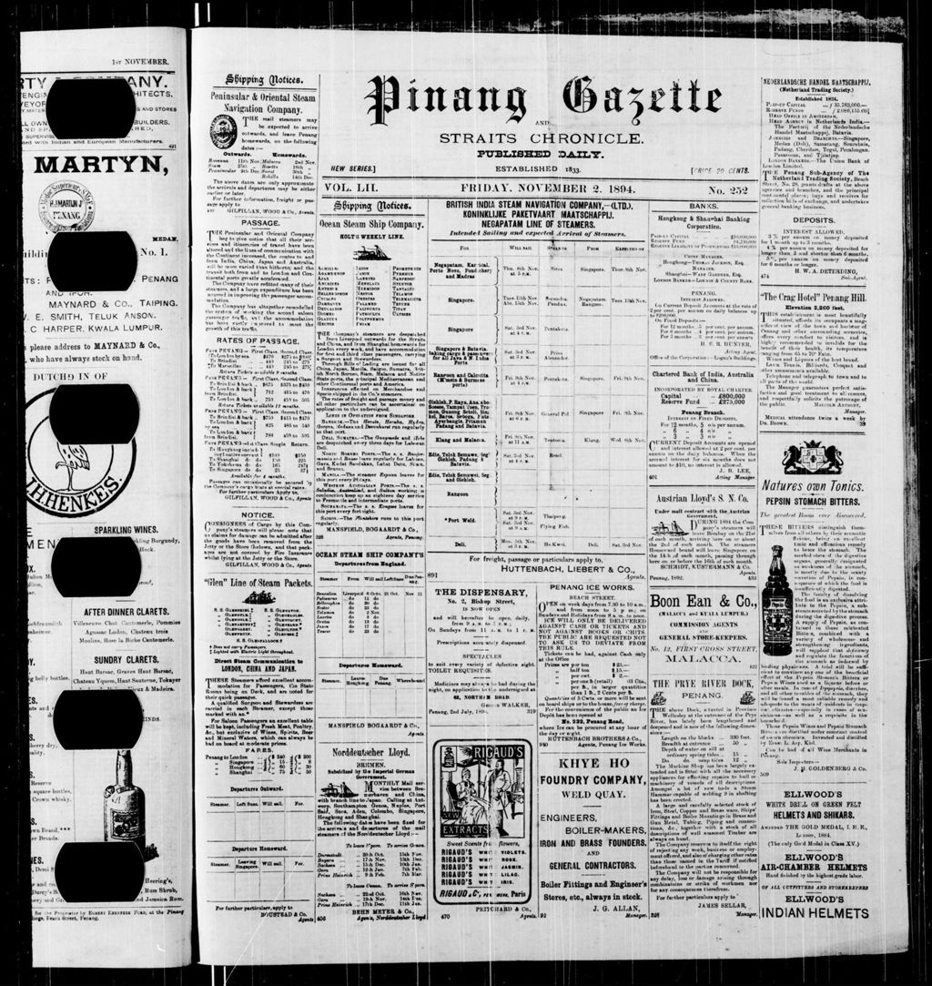 Miniature of Pinang Gazette and Straits Chronicle 02 November 1894