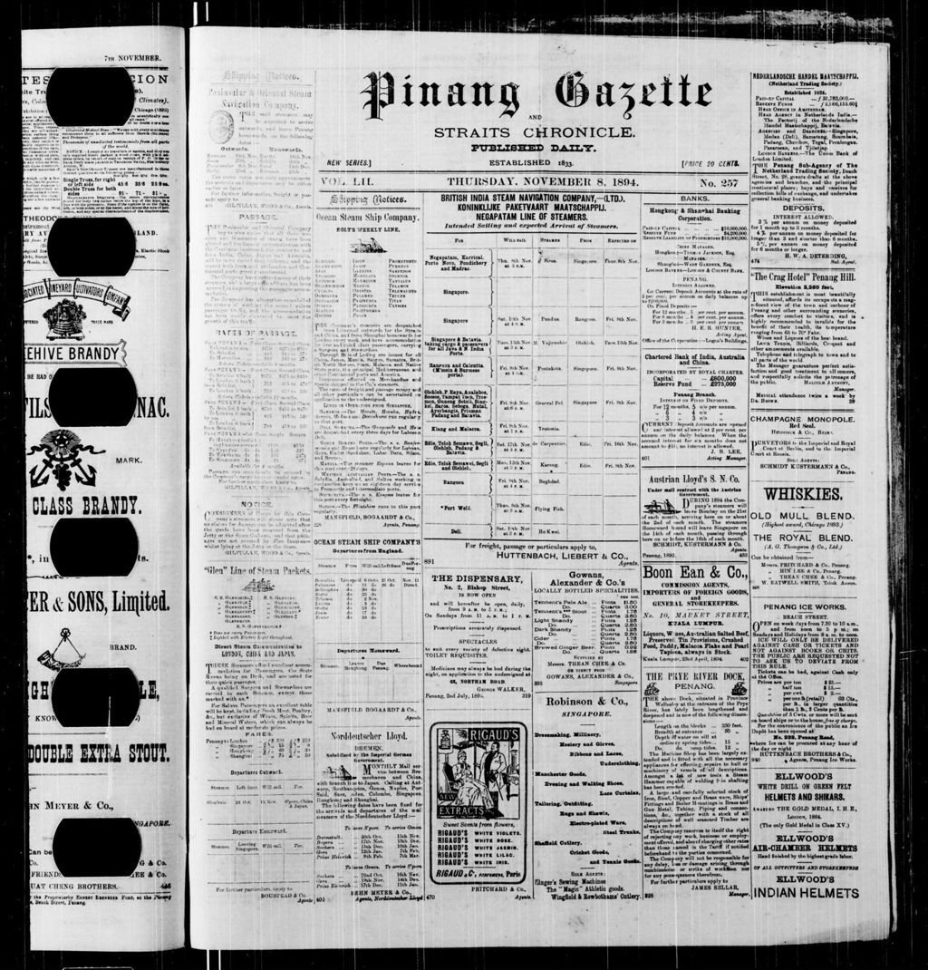 Miniature of Pinang Gazette and Straits Chronicle 08 November 1894