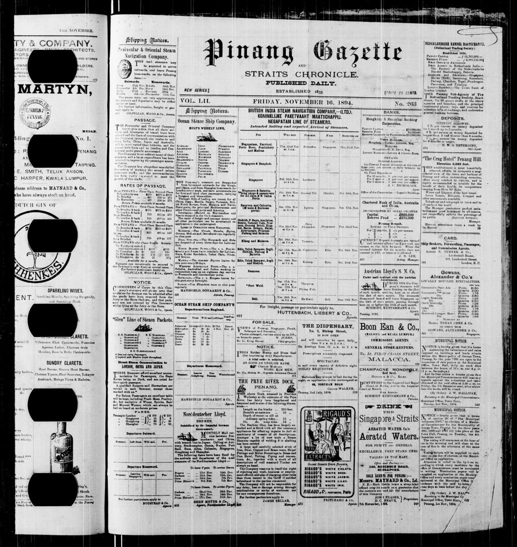 Miniature of Pinang Gazette and Straits Chronicle 16 November 1894