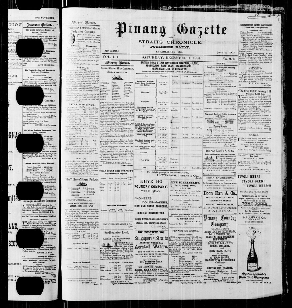 Miniature of Pinang Gazette and Straits Chronicle 01 December 1894