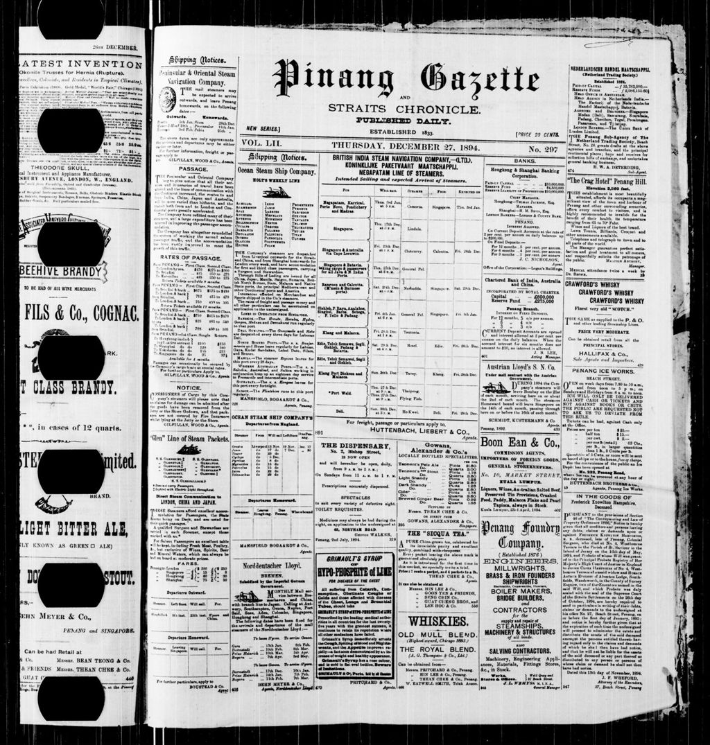 Miniature of Pinang Gazette and Straits Chronicle 27 December 1894