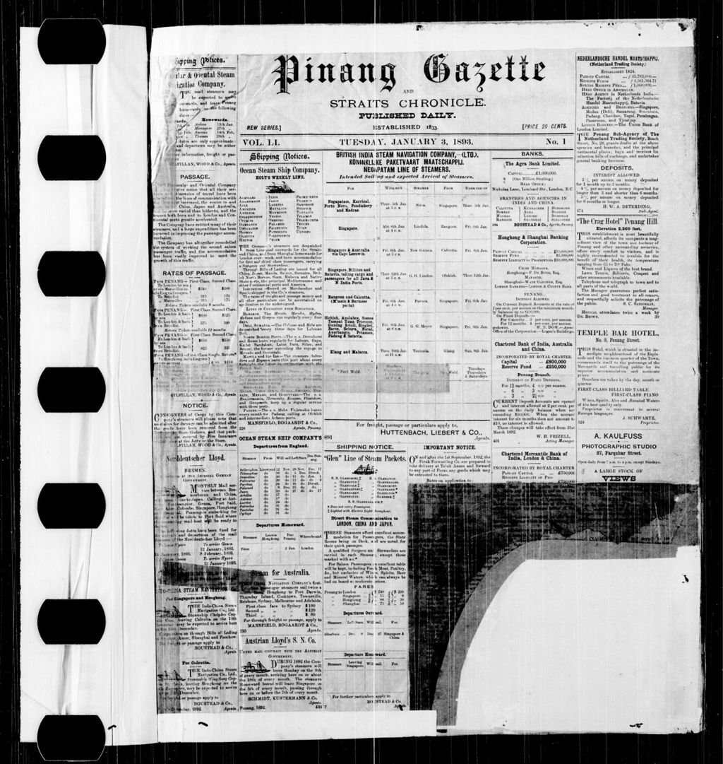 Miniature of Pinang Gazette and Straits Chronicle 03 January 1893