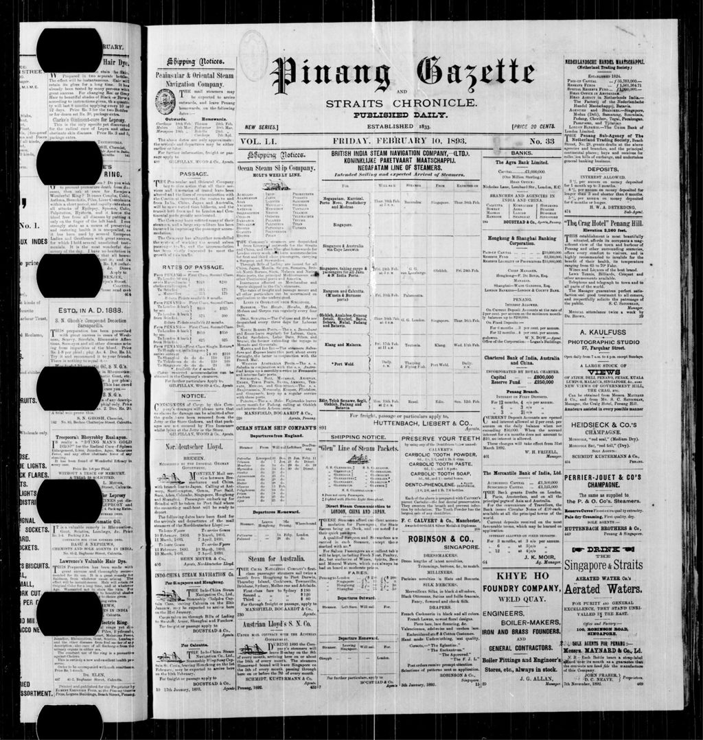 Miniature of Pinang Gazette and Straits Chronicle 10 February 1893