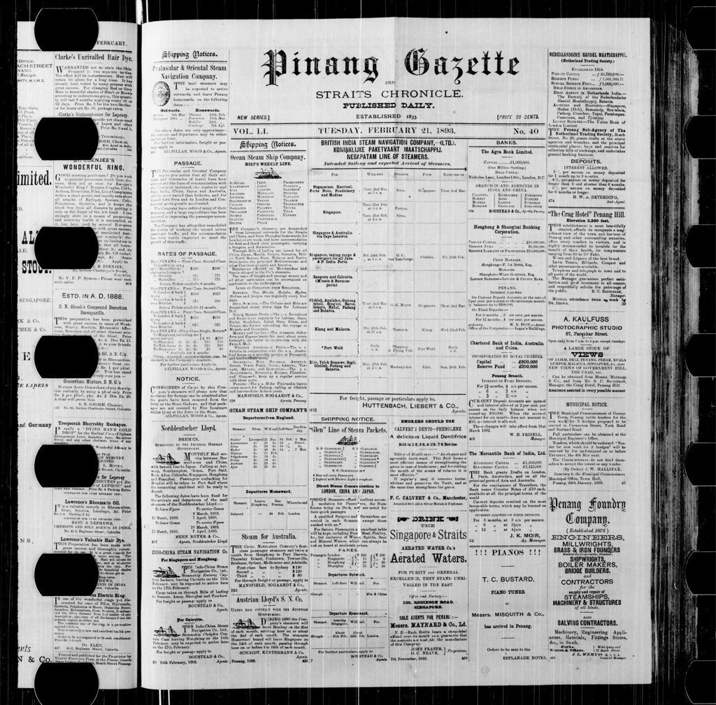 Miniature of Pinang Gazette and Straits Chronicle 21 February 1893