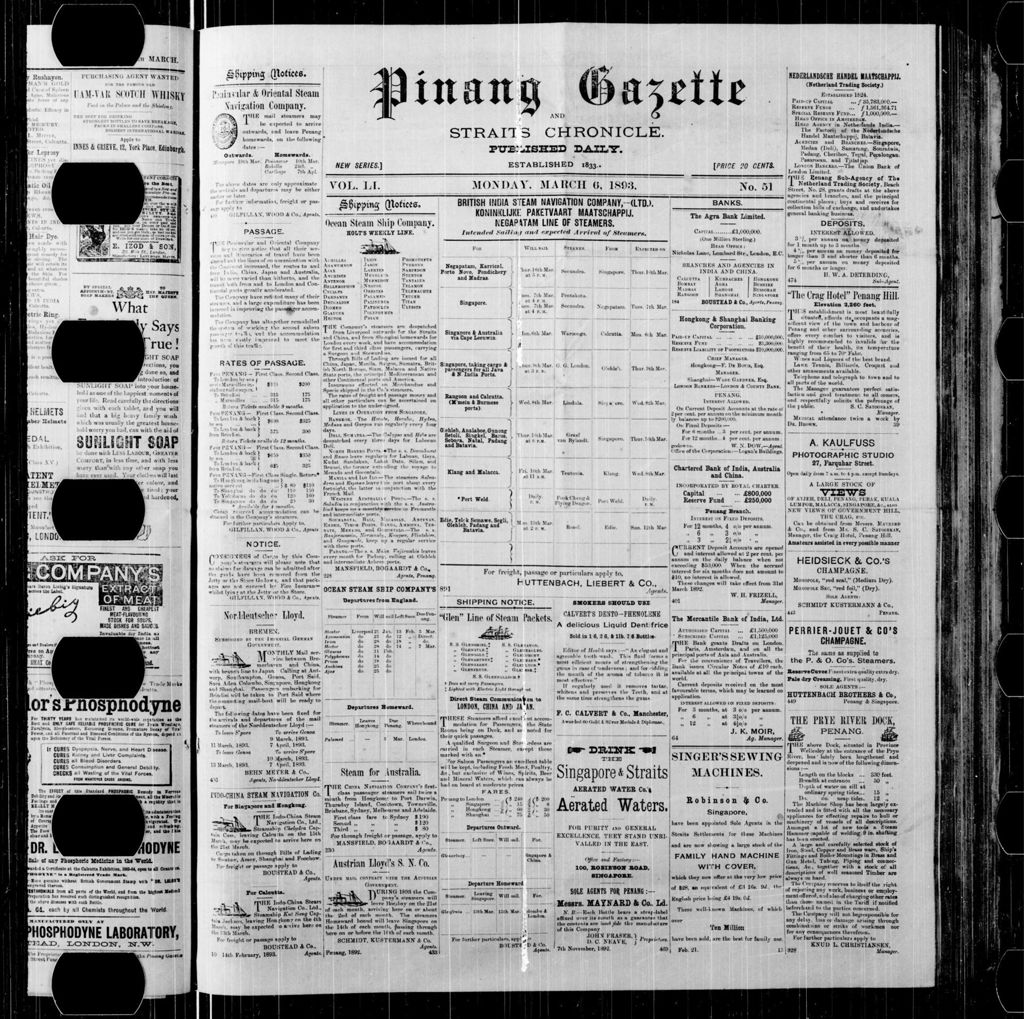 Miniature of Pinang Gazette and Straits Chronicle 06 March 1893