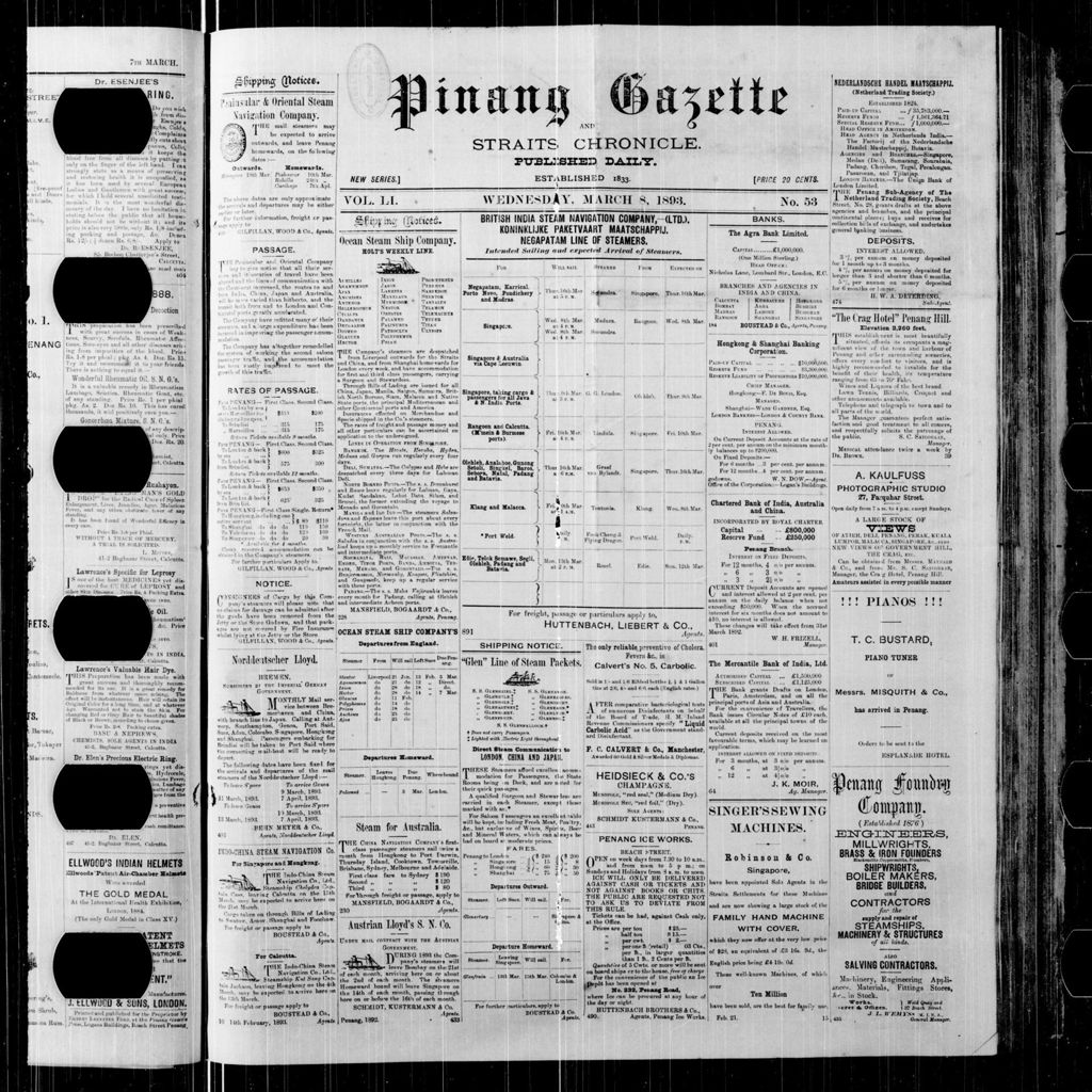 Miniature of Pinang Gazette and Straits Chronicle 08 March 1893