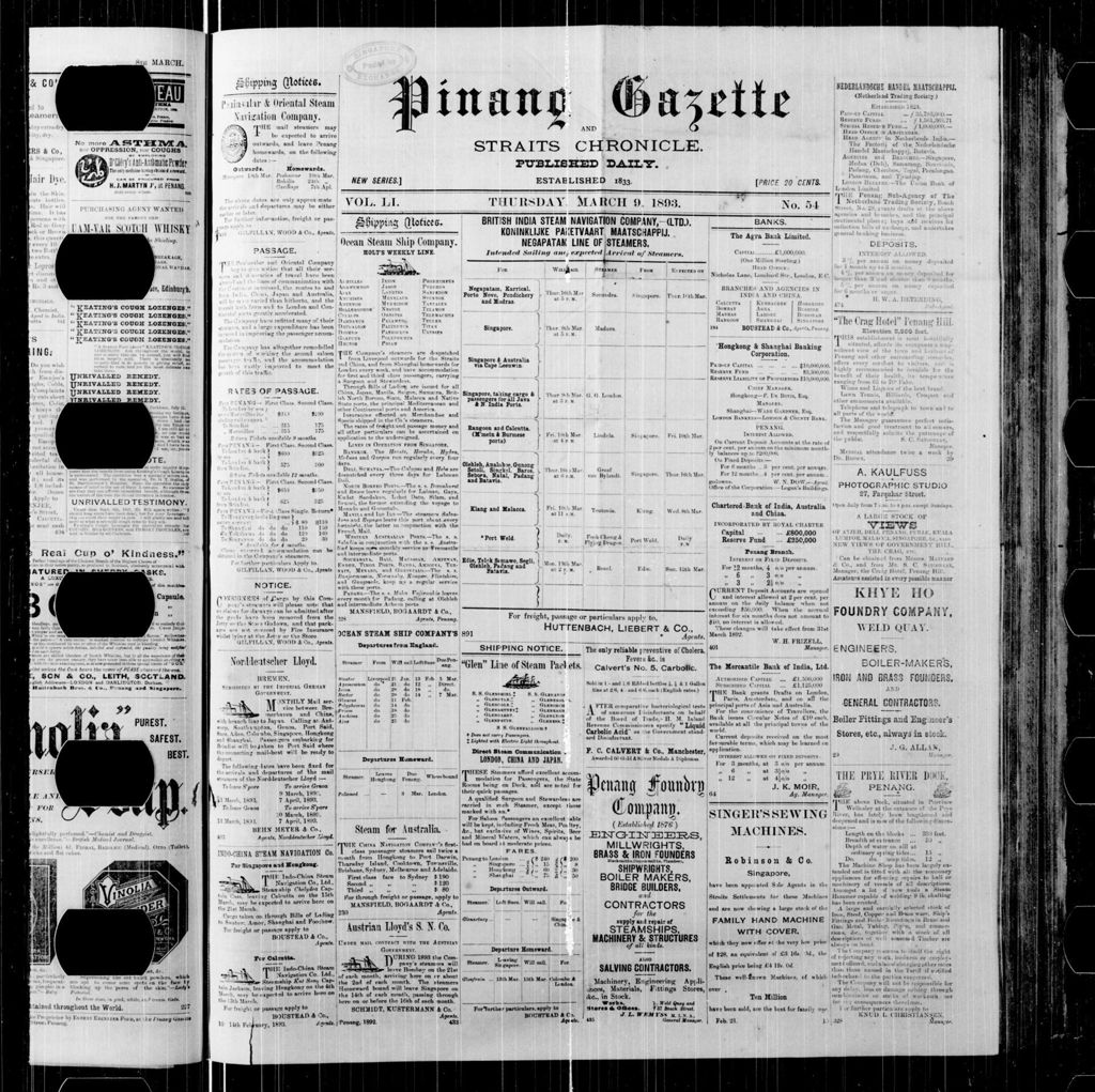 Miniature of Pinang Gazette and Straits Chronicle 09 March 1893