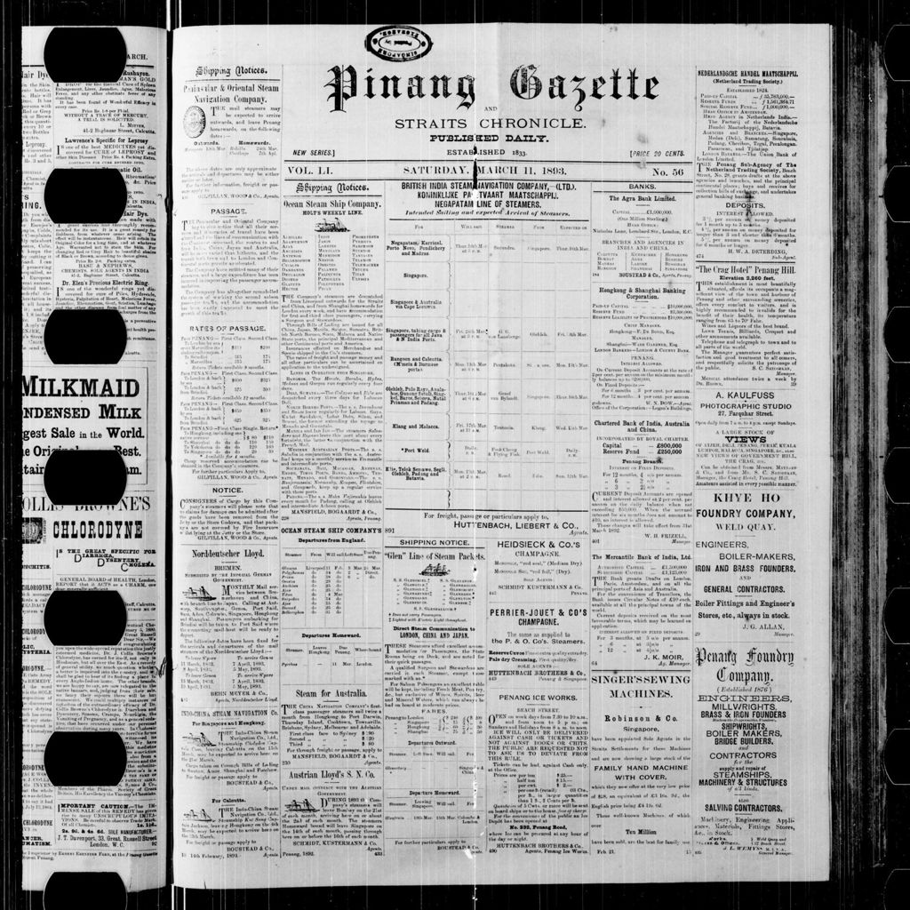 Miniature of Pinang Gazette and Straits Chronicle 11 March 1893