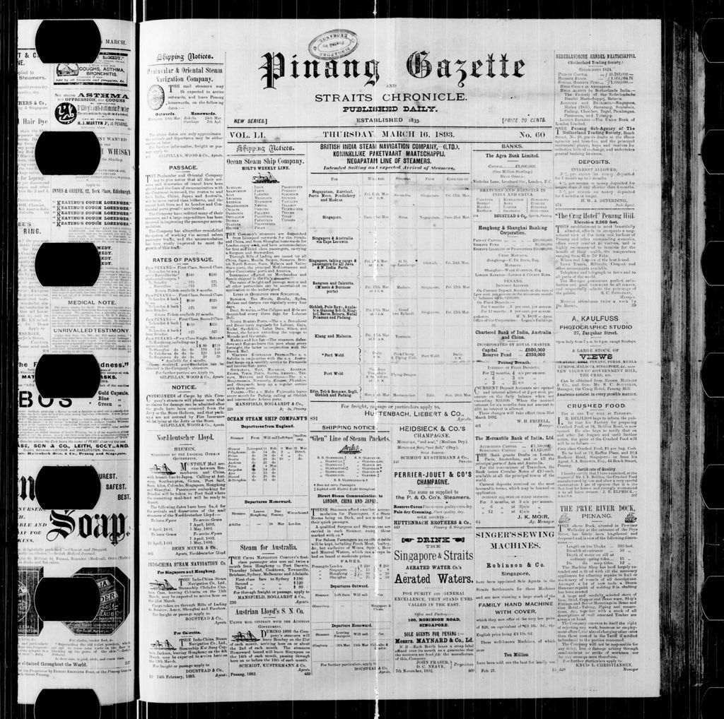 Miniature of Pinang Gazette and Straits Chronicle 16 March 1893