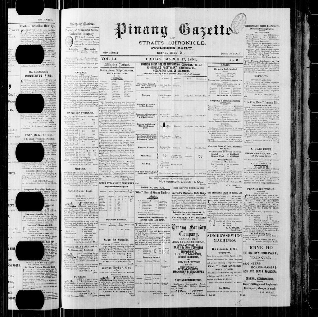 Miniature of Pinang Gazette and Straits Chronicle 17 March 1893