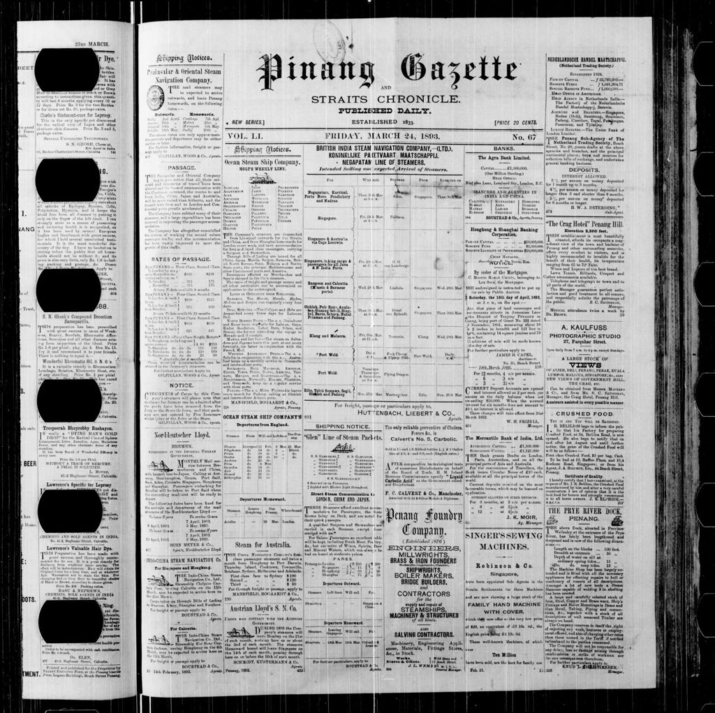 Miniature of Pinang Gazette and Straits Chronicle 24 March 1893