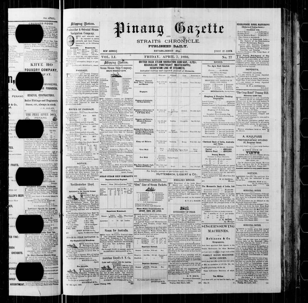 Miniature of Pinang Gazette and Straits Chronicle 07 April 1893