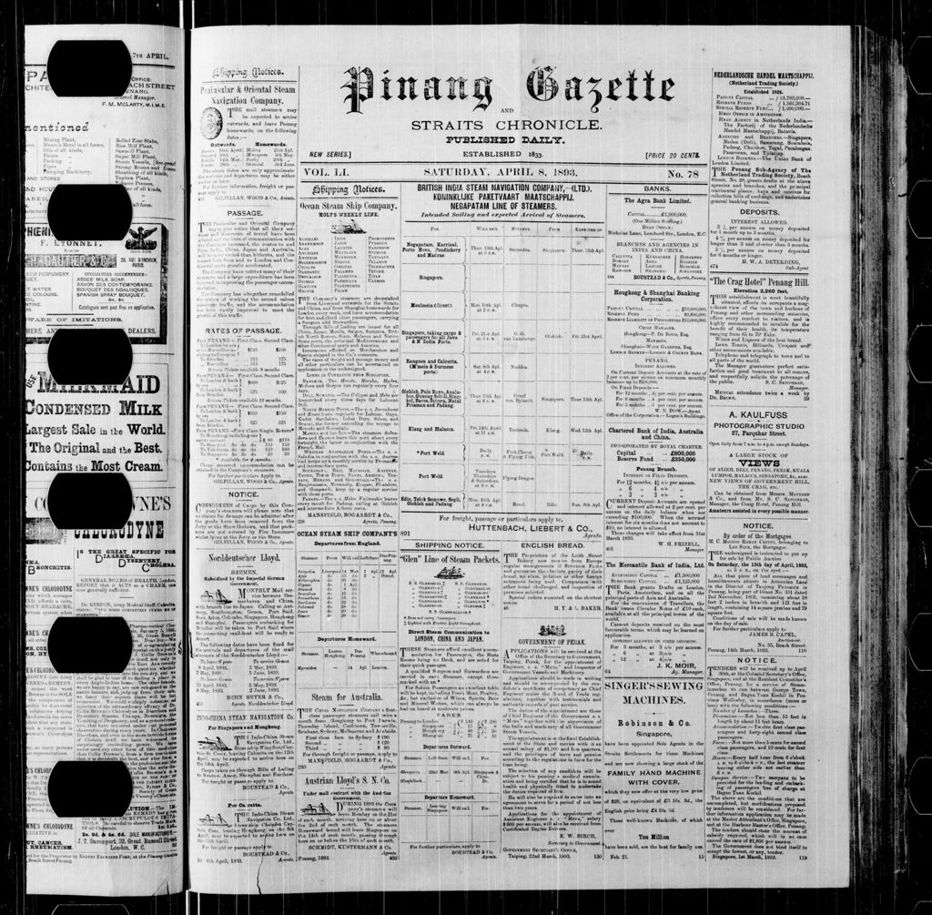 Miniature of Pinang Gazette and Straits Chronicle 08 April 1893