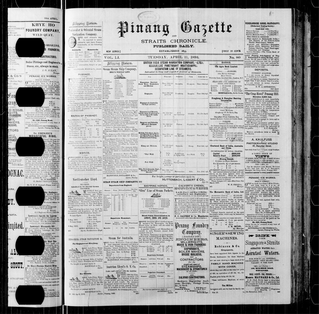 Miniature of Pinang Gazette and Straits Chronicle 11 April 1893