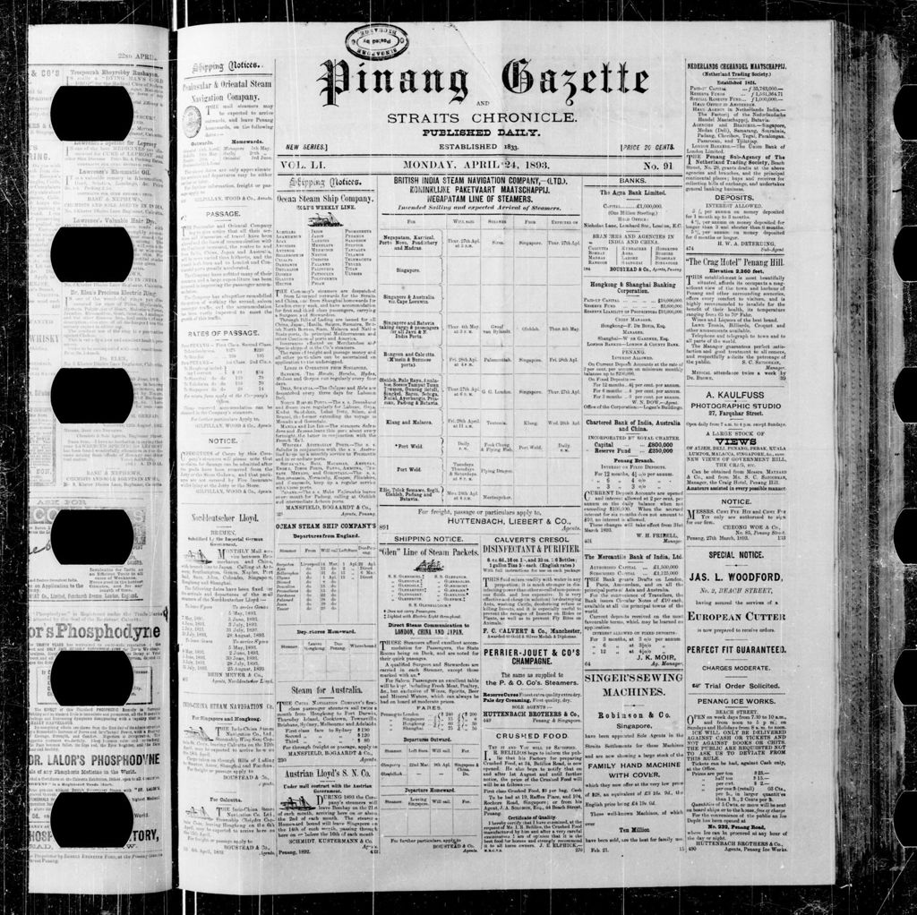 Miniature of Pinang Gazette and Straits Chronicle 24 April 1893