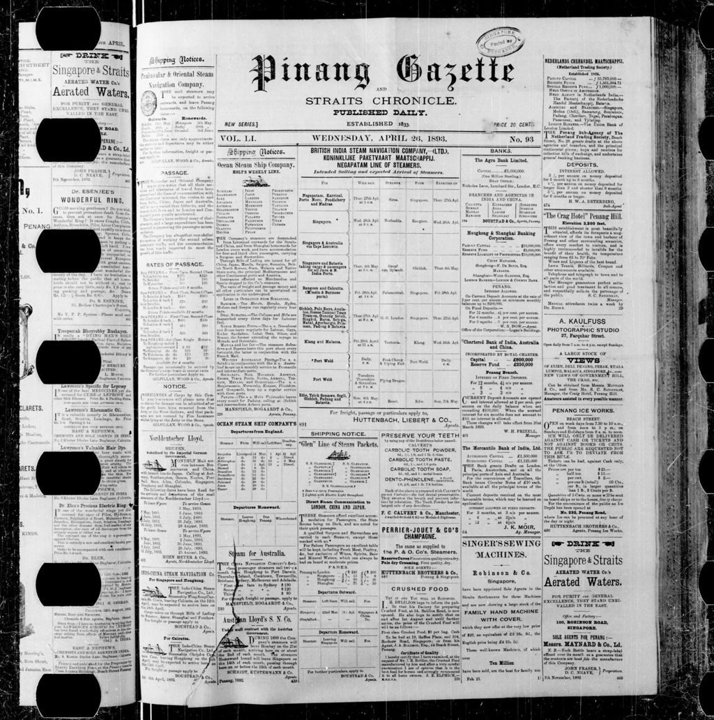 Miniature of Pinang Gazette and Straits Chronicle 26 April 1893