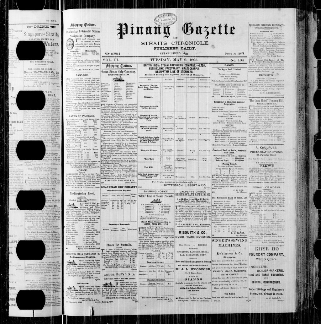 Miniature of Pinang Gazette and Straits Chronicle 09 May 1893