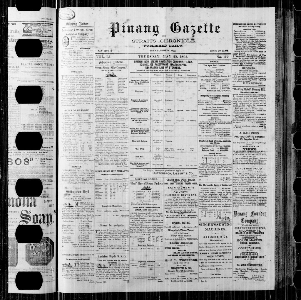 Miniature of Pinang Gazette and Straits Chronicle 25 May 1893