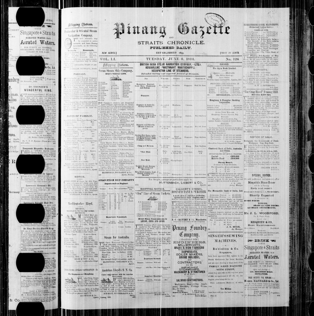 Miniature of Pinang Gazette and Straits Chronicle 06 June 1893