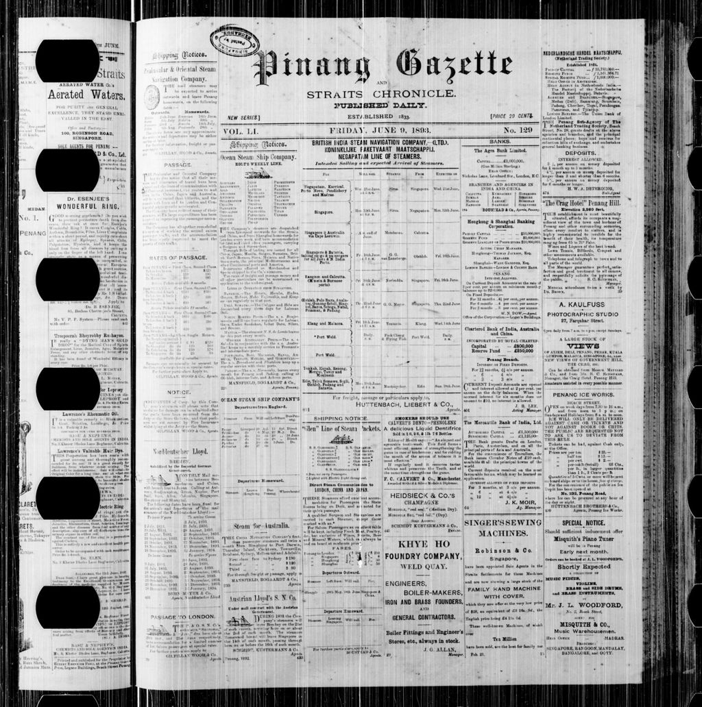 Miniature of Pinang Gazette and Straits Chronicle 09 June 1893