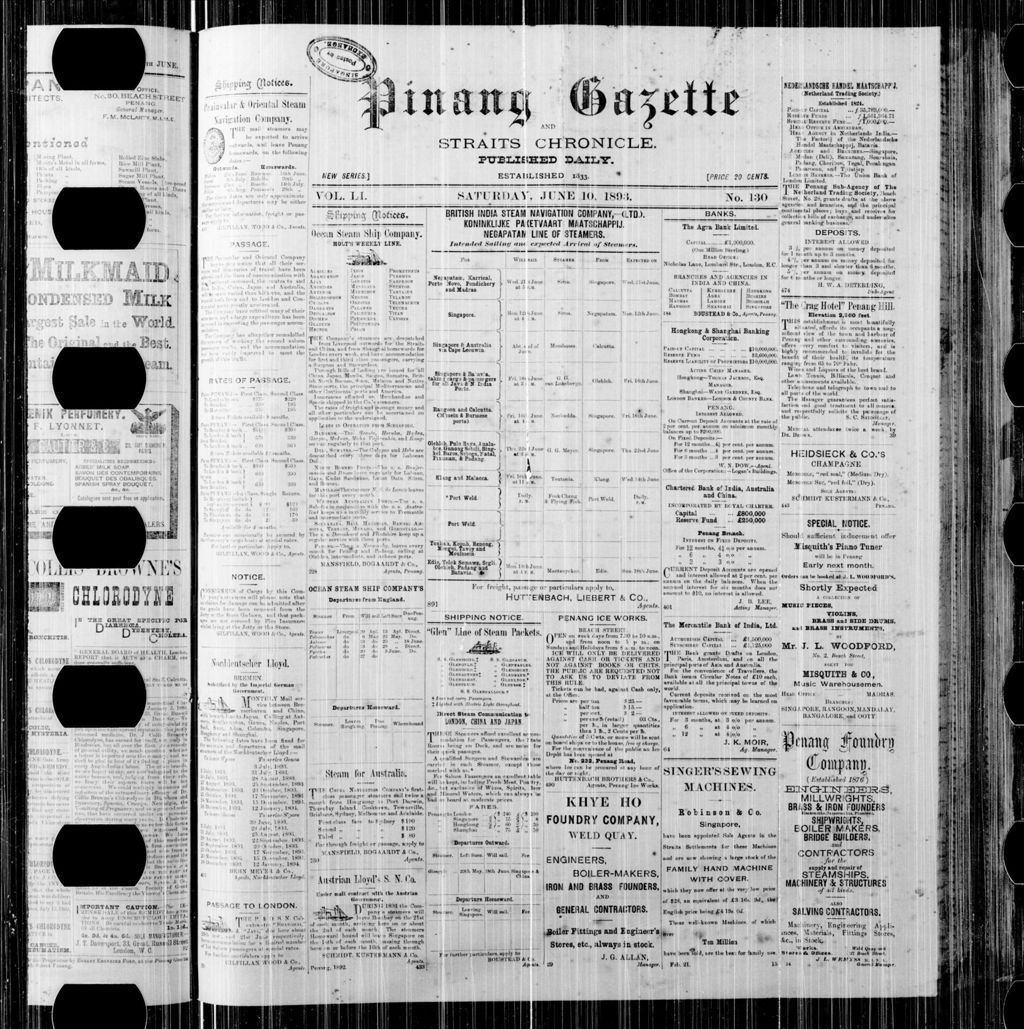 Miniature of Pinang Gazette and Straits Chronicle 10 June 1893