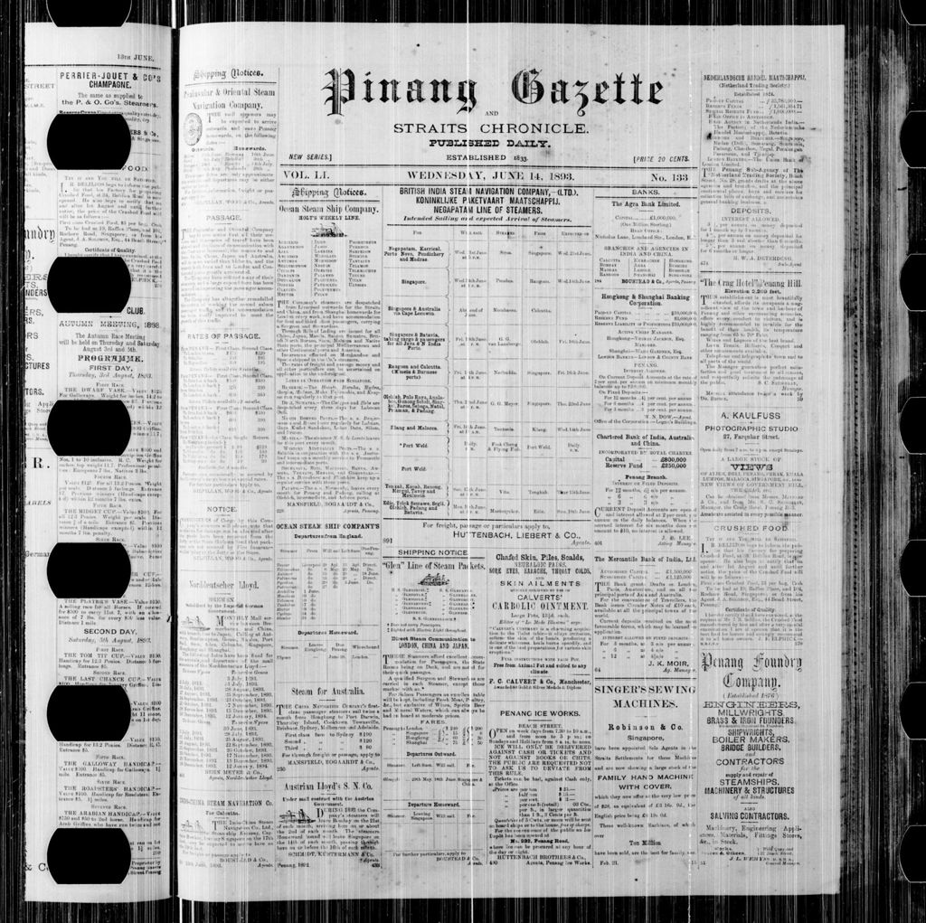 Miniature of Pinang Gazette and Straits Chronicle 14 June 1893