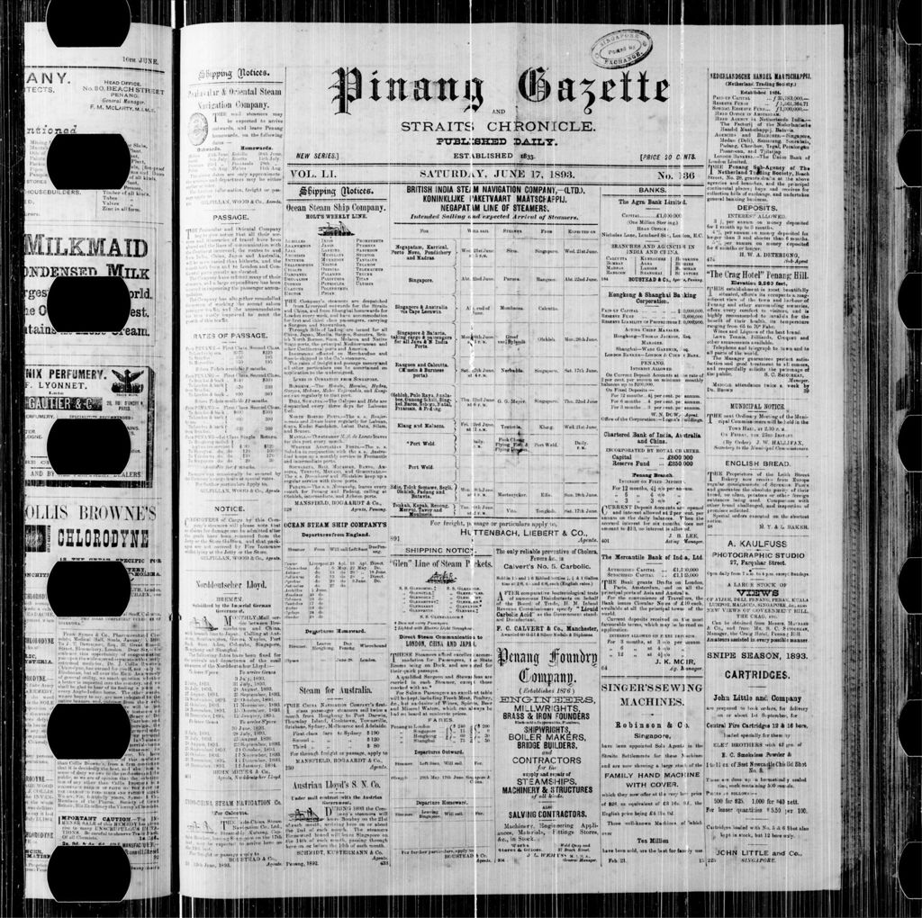 Miniature of Pinang Gazette and Straits Chronicle 17 June 1893