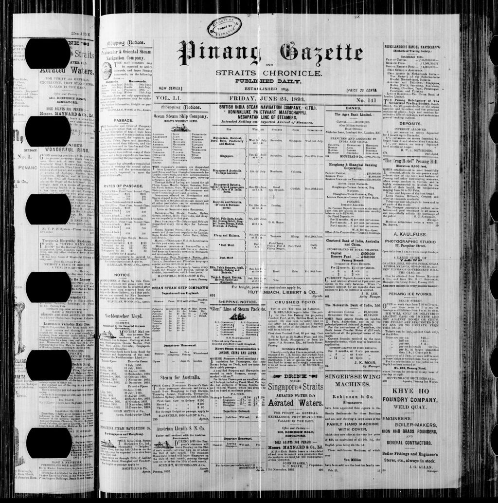 Miniature of Pinang Gazette and Straits Chronicle 23 June 1893