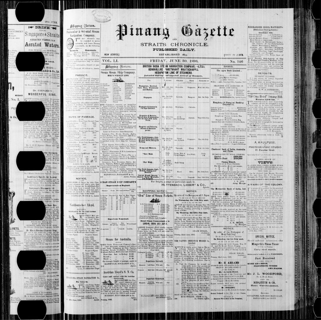 Miniature of Pinang Gazette and Straits Chronicle 30 June 1893